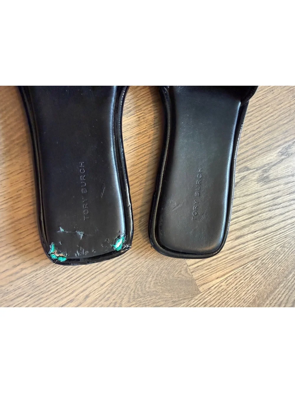 Tory Burch Black Patent Leather Slide Sandals
